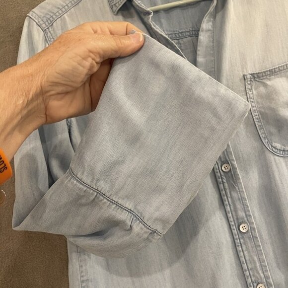 Cloth & Stone Button Down Shirt Womens Medium Light Blue Lyocell Pullover Top‎ - Picture 8 of 16